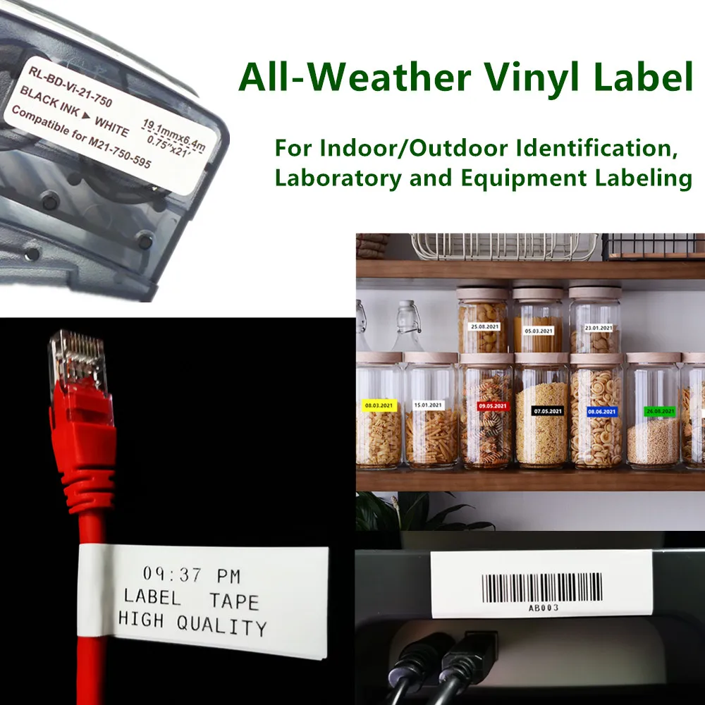 Imagem -03 - All-weather Vinyl Label para id Interior e Exterior Laboratório e Equipamentos de Rotulagem Bmp21-plus e Bmp21-lab Impressoras 75 M21750595