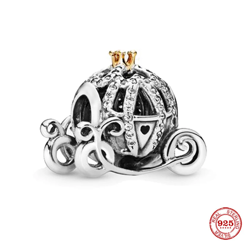 

New 925 Sterling Silver Cinderella's Pumpkin Coach Charm Fit Original Pandora Bracelet Pendant Diy Women Jewelry