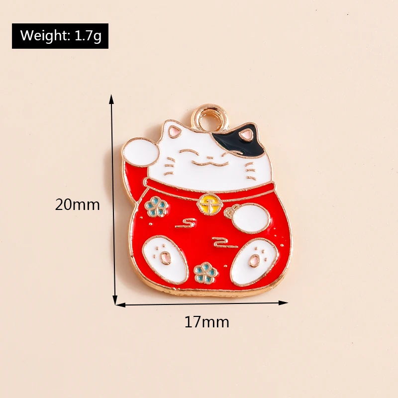 10pcs Lovely Chinese Lucky Cat Charms for Jewelry Making Handmade DIY Cute Animal Charms Pendants Necklaces Earrings Accessories