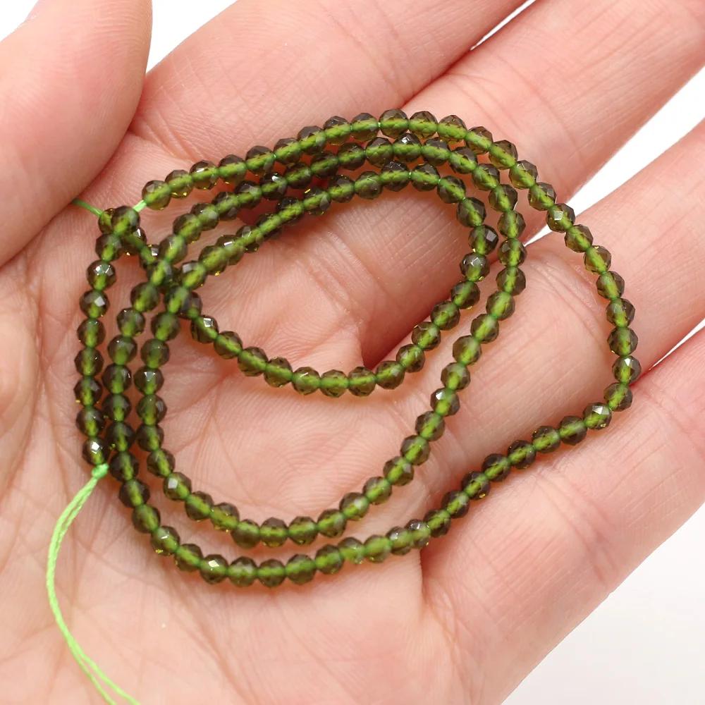 Stone Beads Section Matcha Green Faceted Spinels Stone Beads DIY for Jewelry Making Bracelet Necklace Accessories Gift Size 3mm