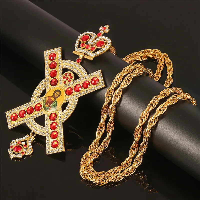 крестик православный Croix Chrétienne Jesus Christ Cross Pendant Gold Color Wall Crucifix Home Chapel Decoration Church Supplies