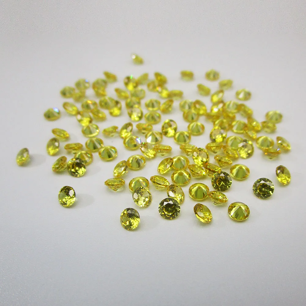 100pcs Free Shipping  AAaAA Grade Golden Yellow 1-3mm Loose Zircon Stone Round Cut Cubic Zirconia