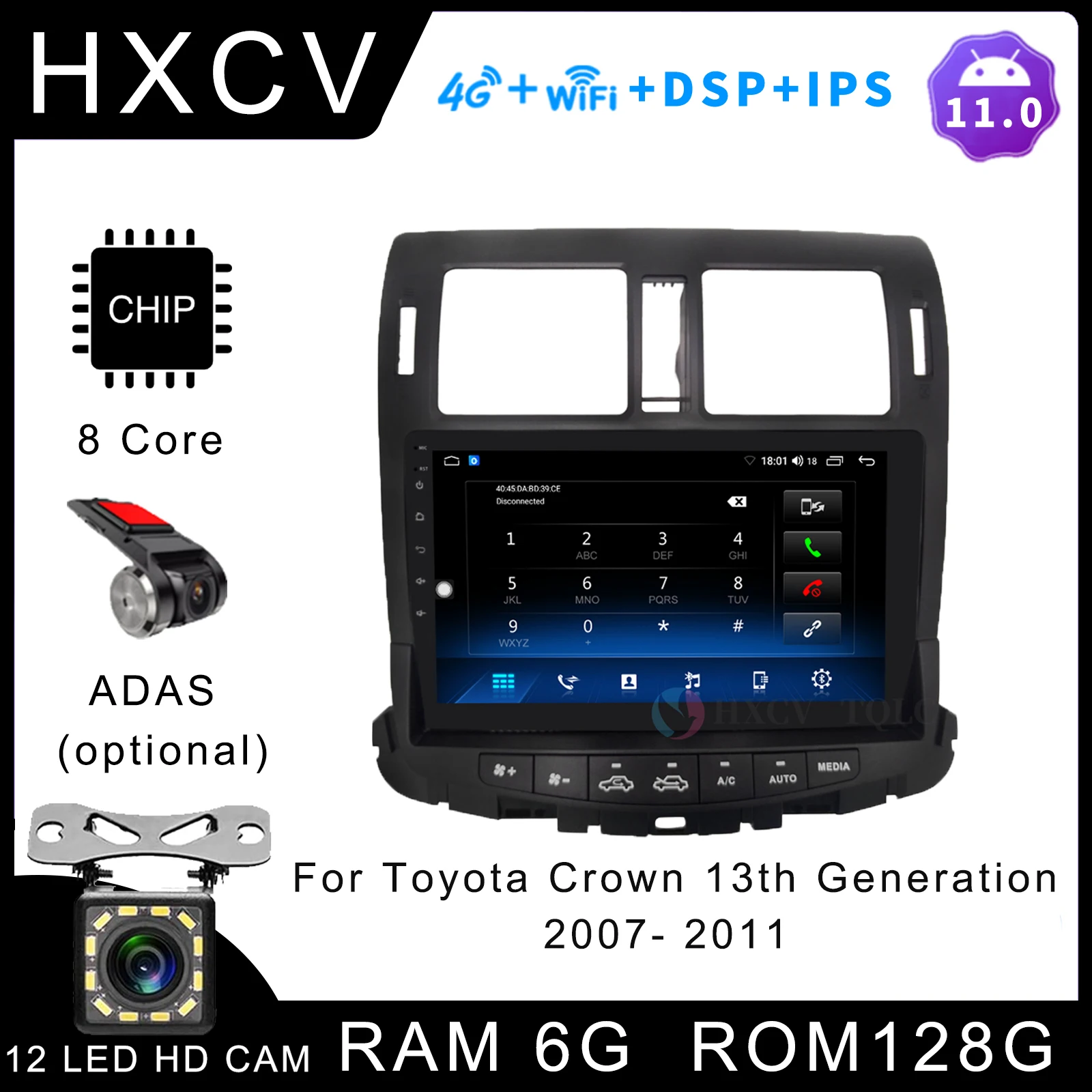 

HXCV Smart Car radio Android for Toyota Crown 13th Generation navigation systems for car 4G gps navigator for car 2007-2011