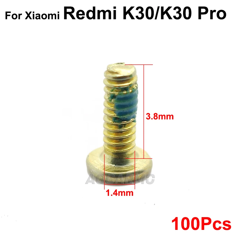 Aocarmo 100Pcs For Xiaomi Redmi K30 Pro 1.4mm*3.8mm 1.4mm*3.5mm 1.4mm*2mm Inside Motherboard Screws Middle Frame Screw Repair