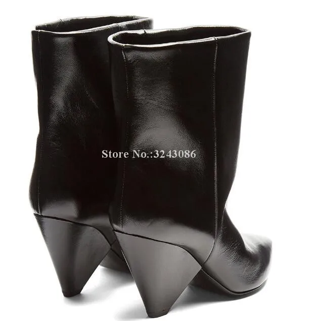 New Black Leather Spike Heel Woman Short Boots Fashion Brand Design Celebrity Ankle Boots Lady Sexy Banquet Shoes Dropship