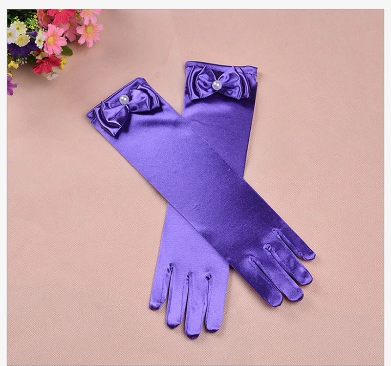 Thin Elastic Children's Day Professional Dance Gloves Long Lace Bow Tie Accessories Gloves Girls Princess Gloves Kids Gift G195