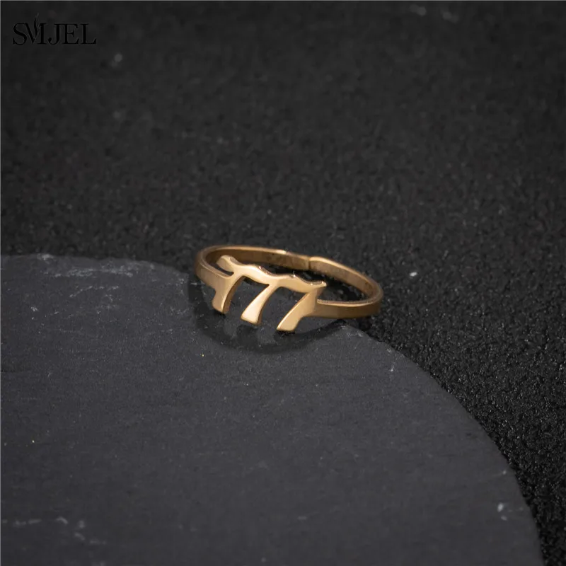 Lucky 111 222 333 444 555 666 777 888 999 Rings For Women Angel Number Ring Stainless Steel Adjustable Finger Rings BFF Jewelry