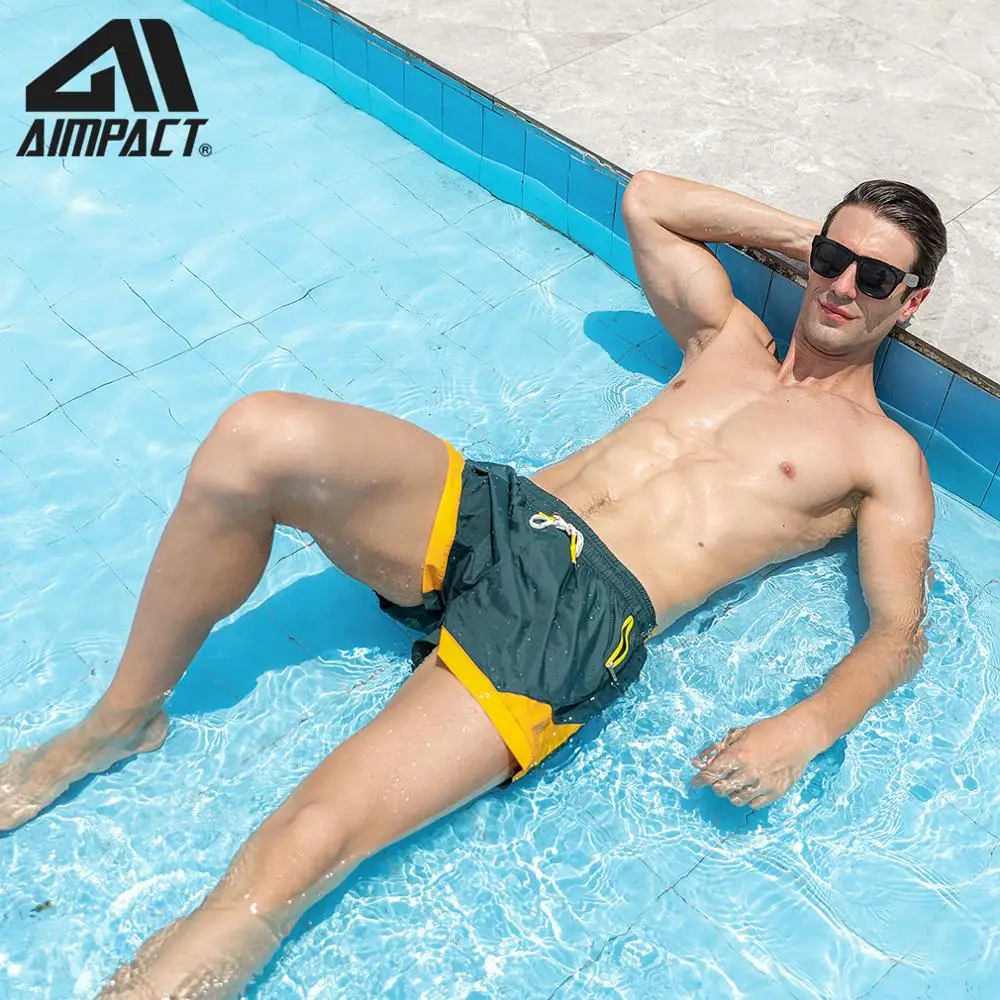 

Men Swimming Shorts Swim Short Gym Shorts Water sport Swimming Suit Bathing Suits Sports Wear with Lining Liner by AMPACT AM2263