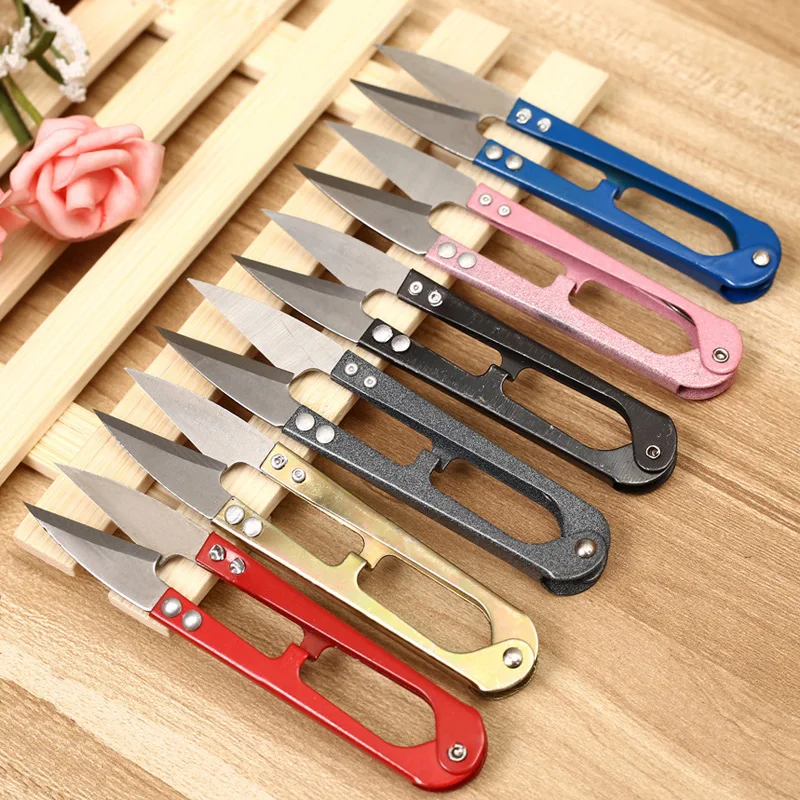 1PCS Multicolor U-shaped Scissors Stainless Steel Embroidery Scissors Yarn Trimming Sewing Craft Small Clippers Cutting tool E