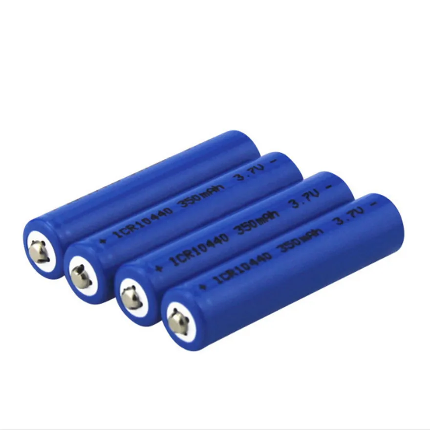 High quality capacity 3.7v 10440 rechargeable lithium battery suitable for flashlight toys 350mAh AAA rechargeable battery