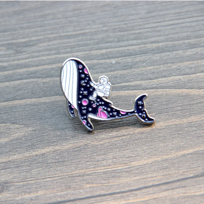 Whale and Girl Enamel Brooch Pins Badge Lapel Pins Alloy Metal Fashion Jewelry Accessories Gifts