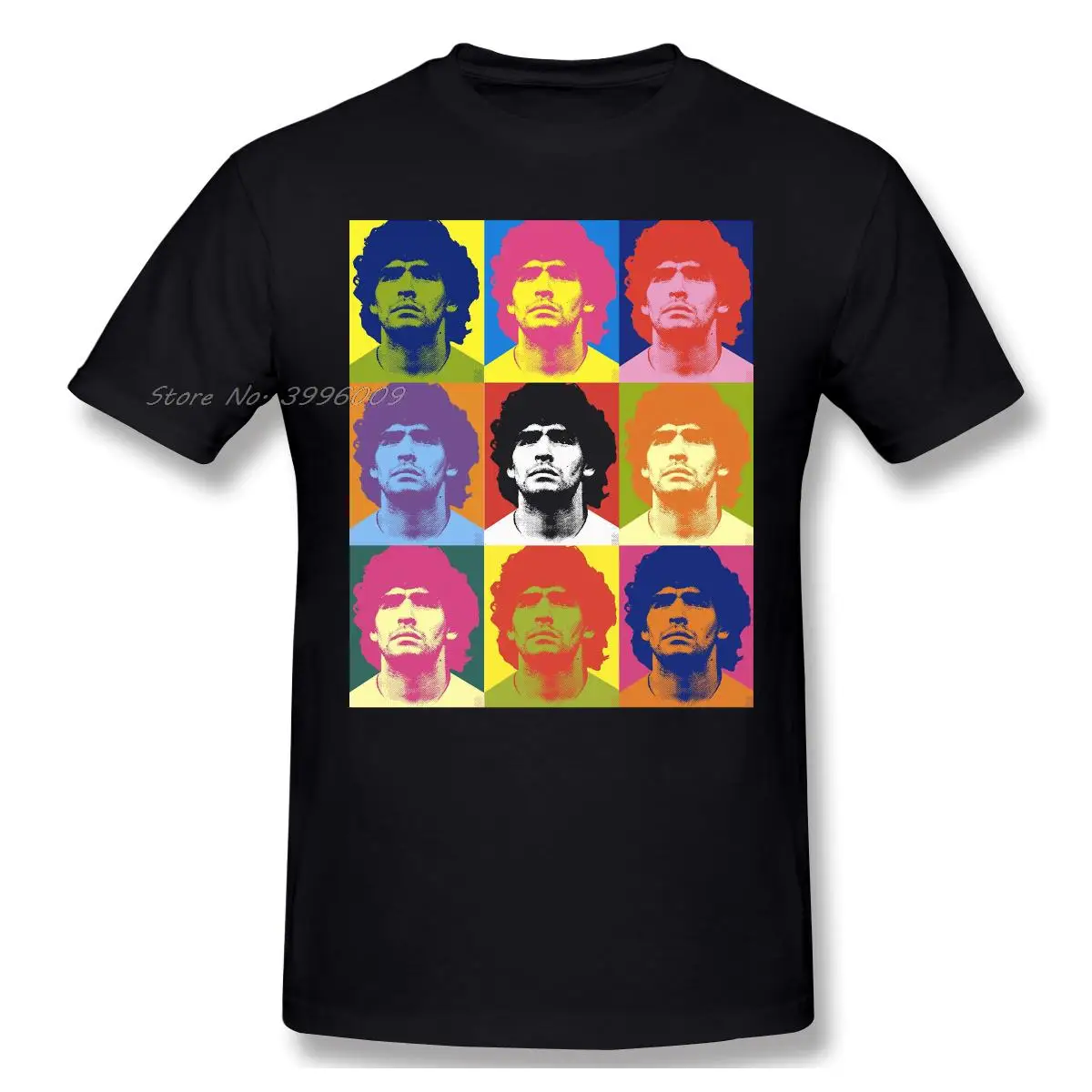 Warhol Homme Crewneck Fashion T-Shirt Diego Armando Maradona Legend The Greatest of Football Player Tees Pure Cotton Oversized