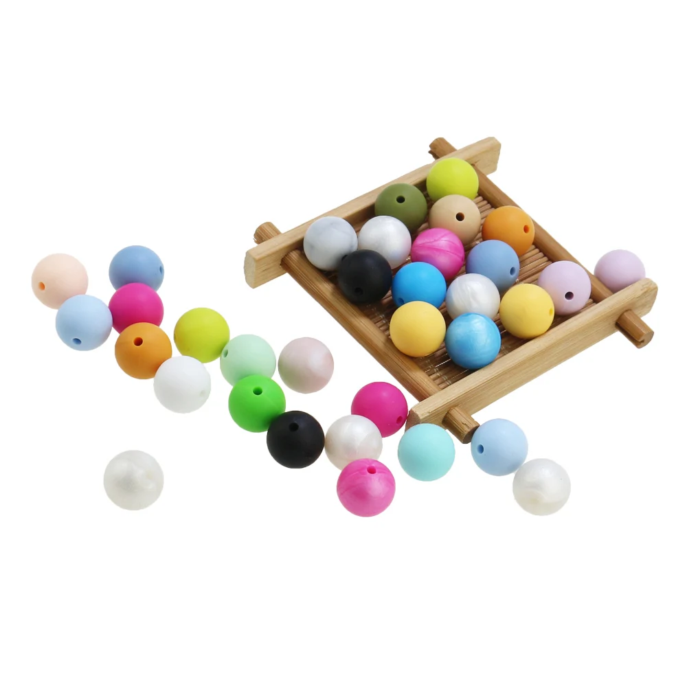 50pcs 10mm/12mm/15mm Silicone Teething Loose Beads BPA Free Silicone Beads Round Wholesale Silicone Beads