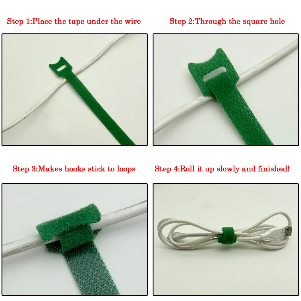 30pcs 1.2X15CM Adhesive Fastener Tape Reusable ties Hook and loop fastener Tape Nylon Cable Ties Strap wire