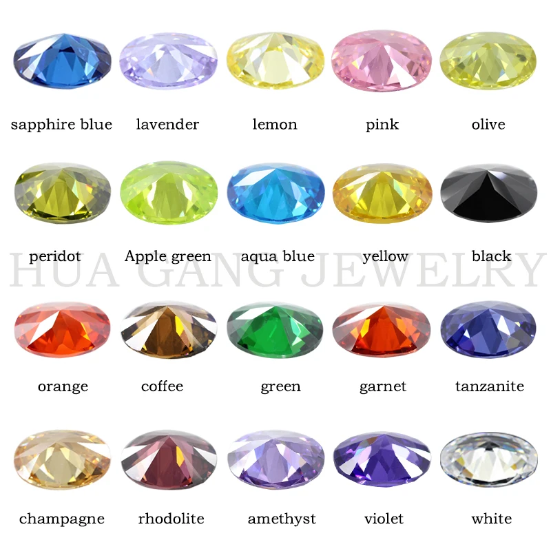 Cubic Zirconia Stone Multicolor Oval Shape Brilliant Cut Loose CZ Stones Synthetic Gems Beads For Jewelry 2x3~13x18mm AAAAA