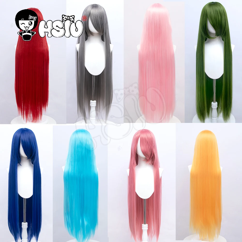 「HSIU Brand」 80cm Cosplay wig Long 22 color Wig Heat Resistant Synthetic Hair Anime Party wig Fiber synthetic wig+Free wig cap