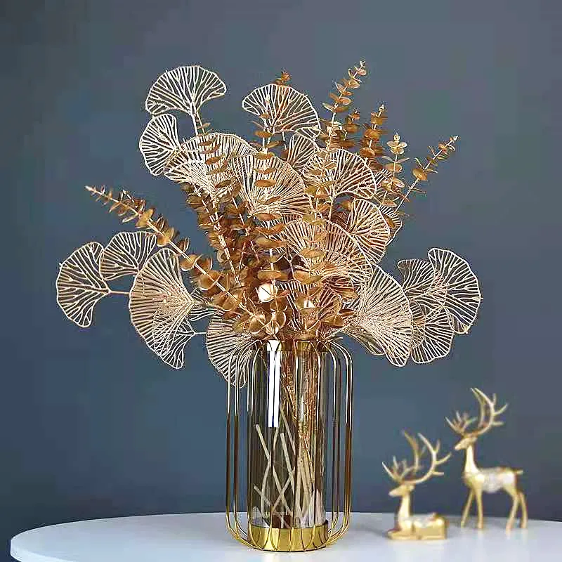 

Gold Flower Arrangement Material Artificial Palm Leaf Plastic Plants Leaf Wedding Decoration Birthday Party Home Decor Accessori