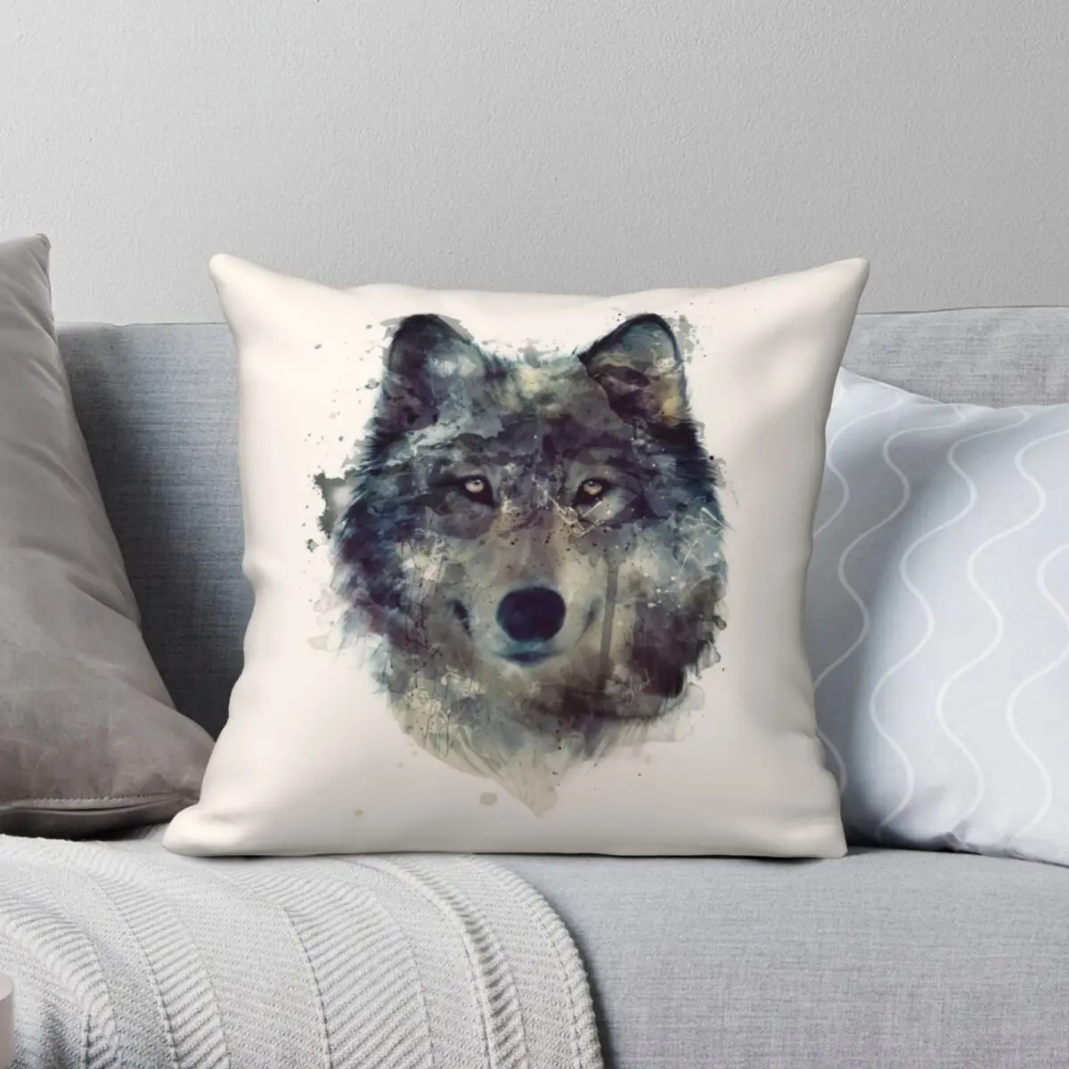 Wolf Persevere Pillowcase Polyester Linen Velvet Pattern Zip Decor Bed Cushion Case