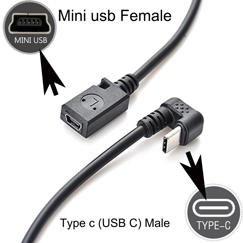 Adaptador USB 180 tipo C de 3,1 grados, convertidor macho a mini usb hembra de ángulo arriba y abajo, adaptador para teléfono móvil, tableta y PC