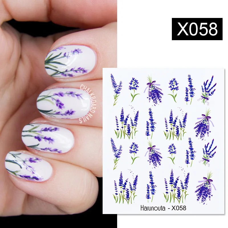 Harunouta  1Pc Spring Water Nail Decal And Sticker Flower Leaf Tree Green Simple Summer Slider For Manicuring Nail Art Watermark