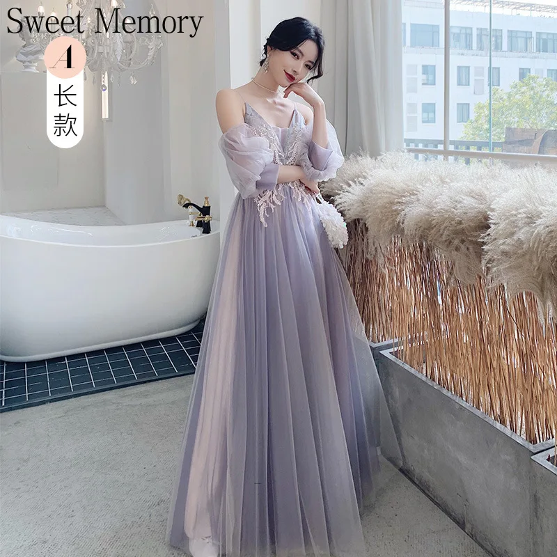 Sweet Memory New Purple Bridesmaid Party Dresses Women Tulle Lace Prom Wedding Party Evening Dress Girl Graduation Vestidos