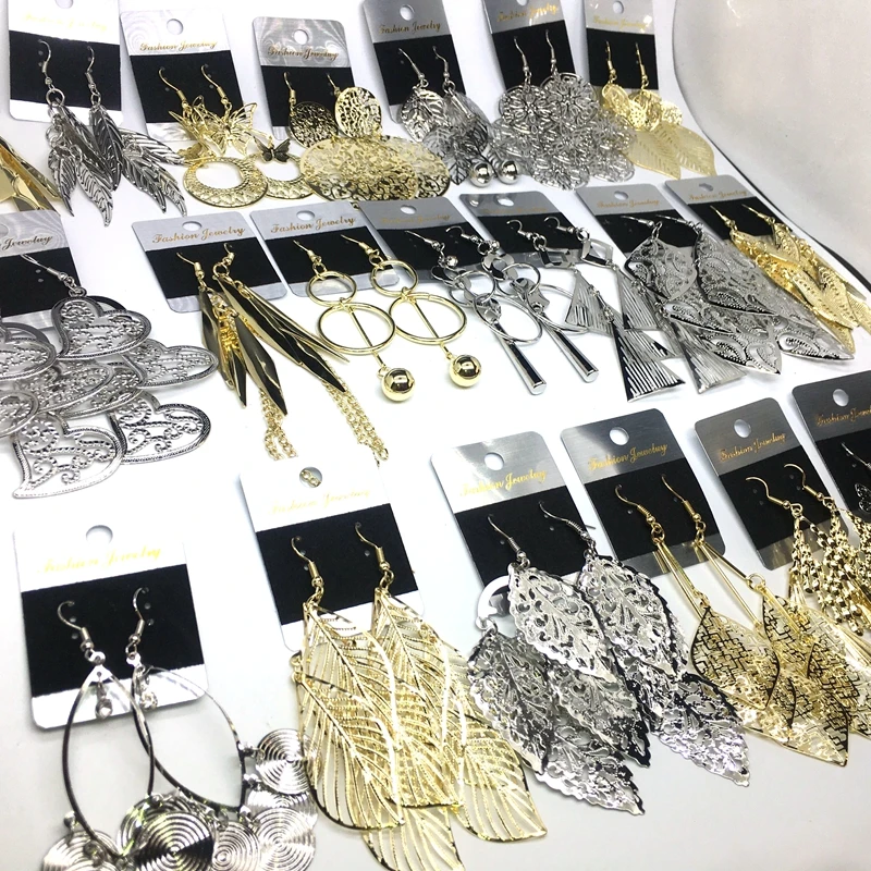 

MixMax 20 Pairs of Womens Drop Earrings Gold Silver Plated Metal Fashion Dangle Hook Eardrop Party Jewelry Mix Styles Wholesale