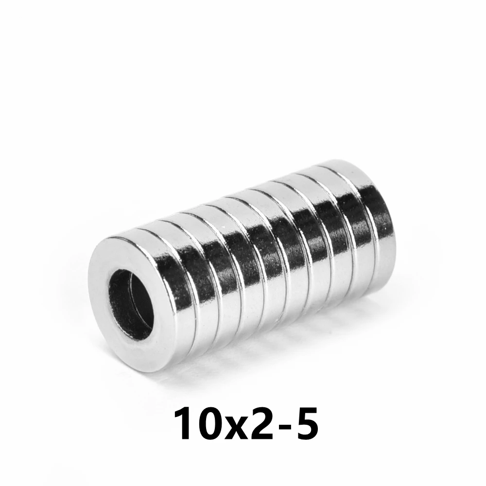 10 قطعة 10x2 قوي حلقة مستديرة القرص Dia.10mm x 2 مللي متر حفرة 5 مللي متر N50 النيوديميوم نادر الأرض ندفيب مغناطيس 10*2-5 مللي متر الساخن بيع