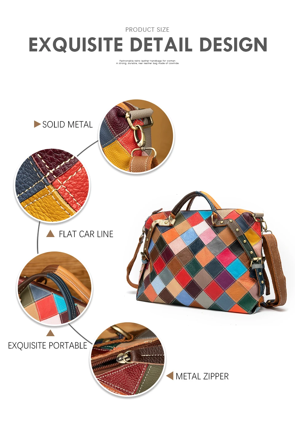 Sac à main Patchwork en cuir souple multicolore pour femmes, sac à épaule de bonne qualité, grand fourre-tout de luxe, Design féminin, 600