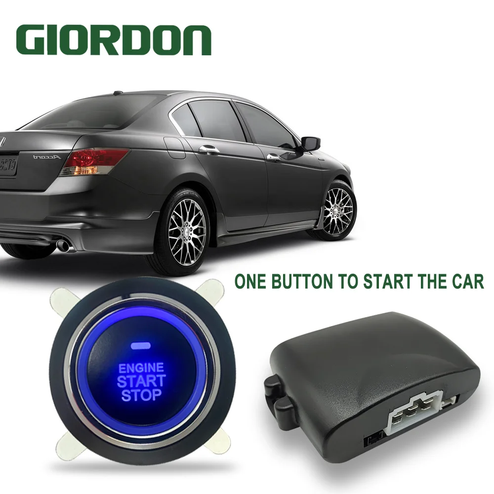 GIORDON รถยนต์เริ่มต้นปุ่มหยุดเครื่องยนต์ระบบ Keyless Entry Push ปุ่ม Starter หยุดอัตโนมัติ