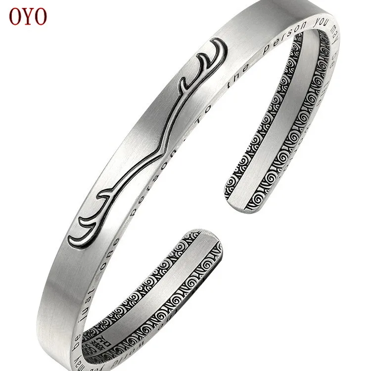 

999 sterling silver young women's vintage silver jewelry open silver bracelet