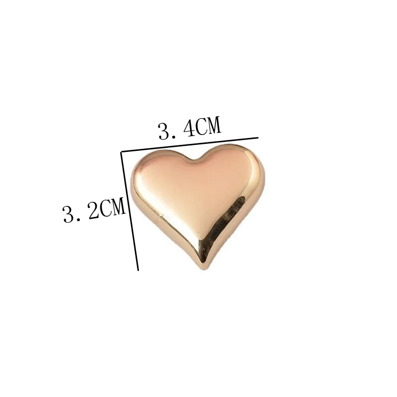 Cute Glossy Metal Heart Shape Anti-glare Brooch Gold Color Cardigan Buckle Collar Clip Pin Accessories