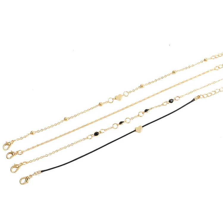 Fashion Exquisite Hand-made Popular Personality New Women\'s Heart-shaped Multi-layered Anklet Beach Holiday Set Accessories