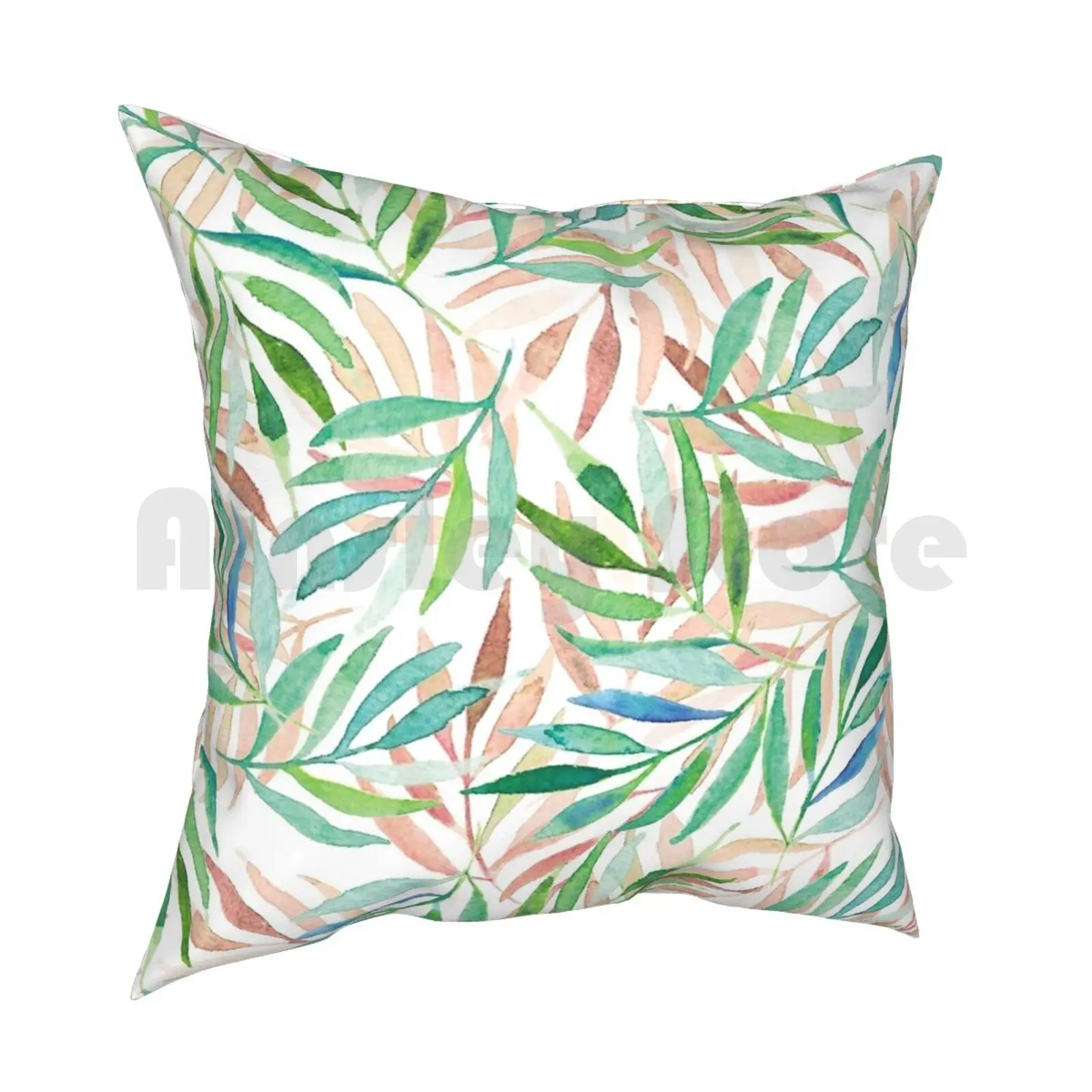 Jungle Pillow Case Printed Home Soft Throw Pillow Jungle Branches Pattern Patterns Watercolor Textile