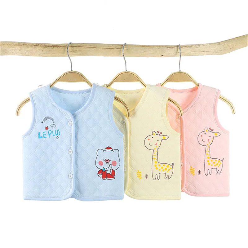 2024 Cartoon Printed Children\'s Cotton Sleeveless Vest Autumn Winter Baby Boys Girls Warm Outerwear Coats