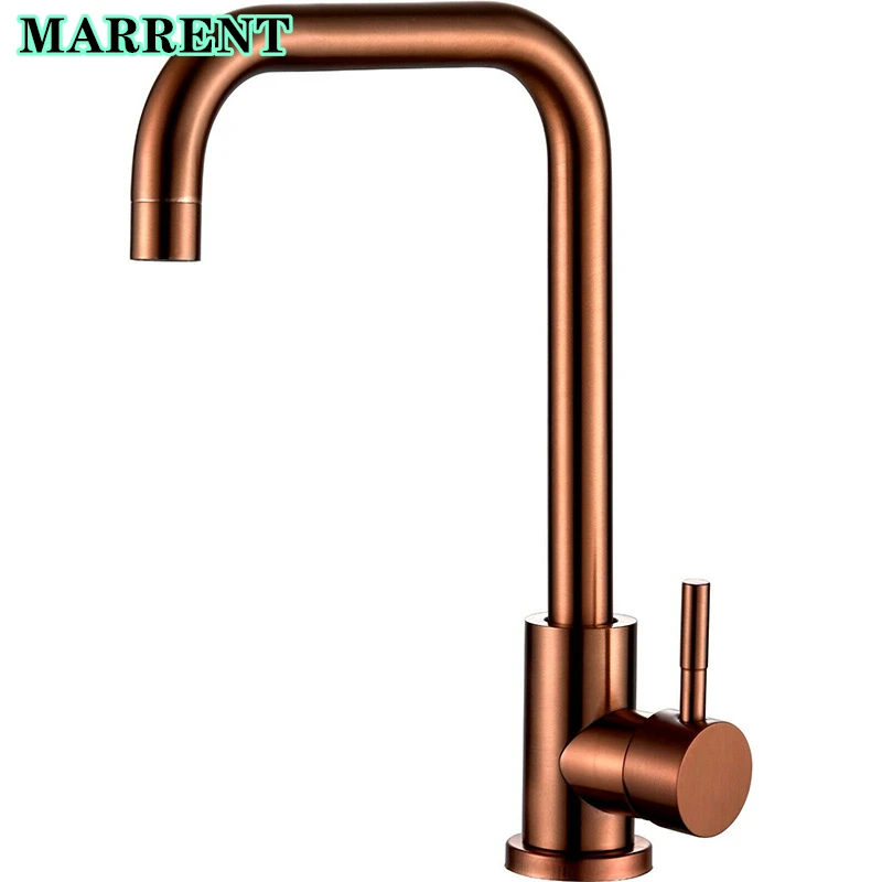 

Rose Gold Kitchen Mixer Tap of 304 Stainless Steel Kitchen Faucet Hot Cold Kitchen Mixer Tap Single Handle Kitchen Mixer Faucets