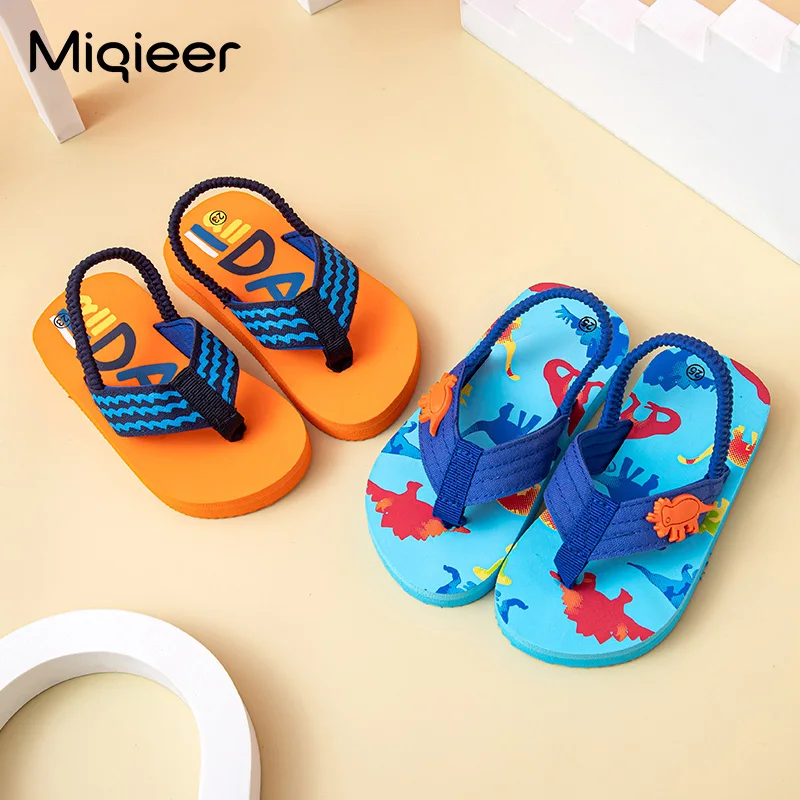 Kids Slippers For Girls Boys  Flip Flops Summer Children Home Shoes Soft Sole Toddlers Dinosaur Pattern Beach Sandals Claquette