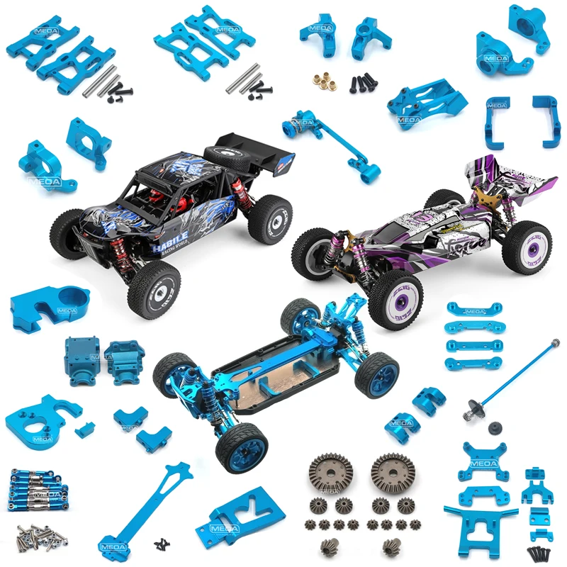 Wltoys 124018 124019 Rc Auto 1:12 Blue Alle Upgrade Metalen Onderdelen 4WD Arm/Staaf/Steering Cup/differentieel/Schroef Set/Versnellingsbak