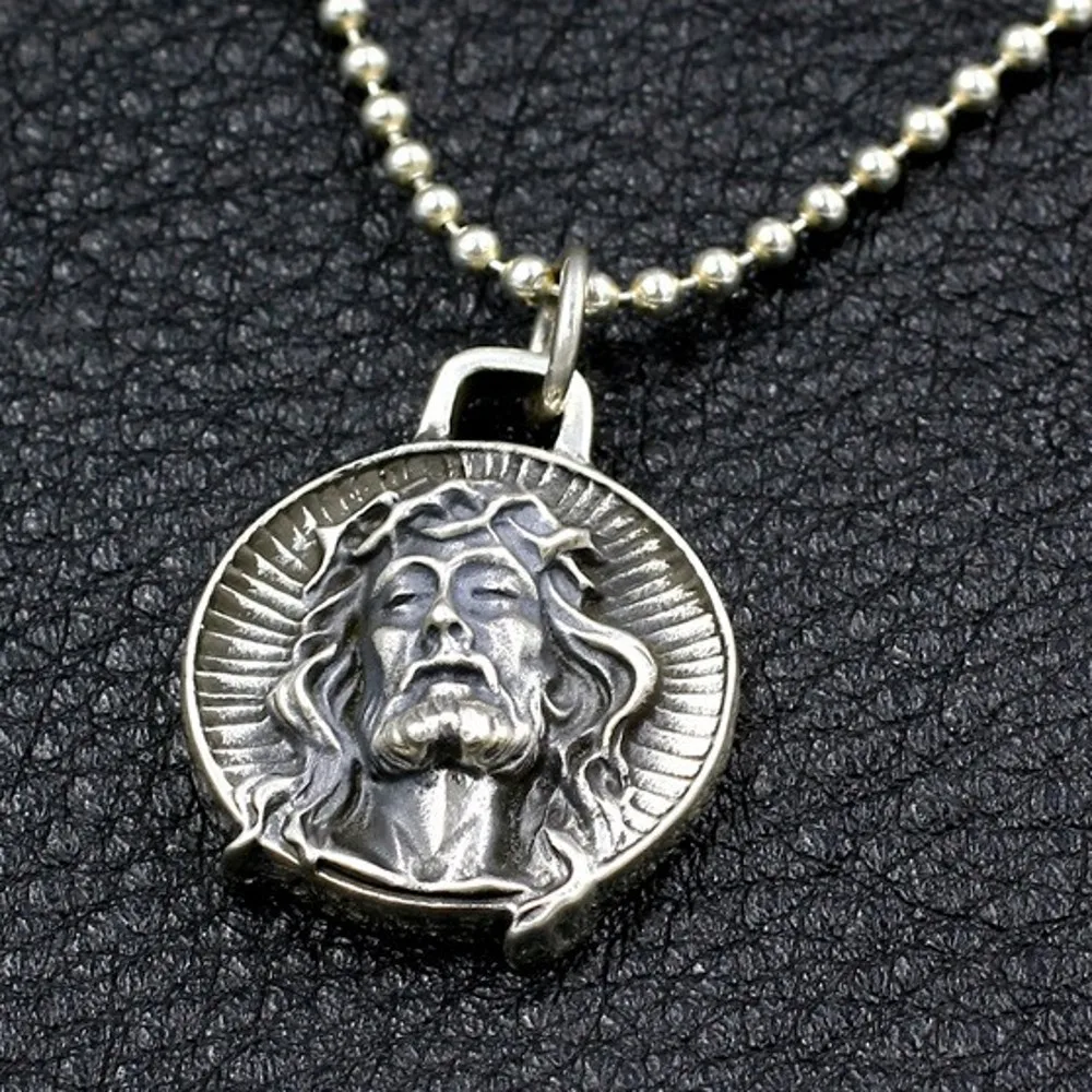 

BOCAI New real pure S925 sterling silver Man and Woman pendant handmade Christianity crucifixion Jesus retro coin tag