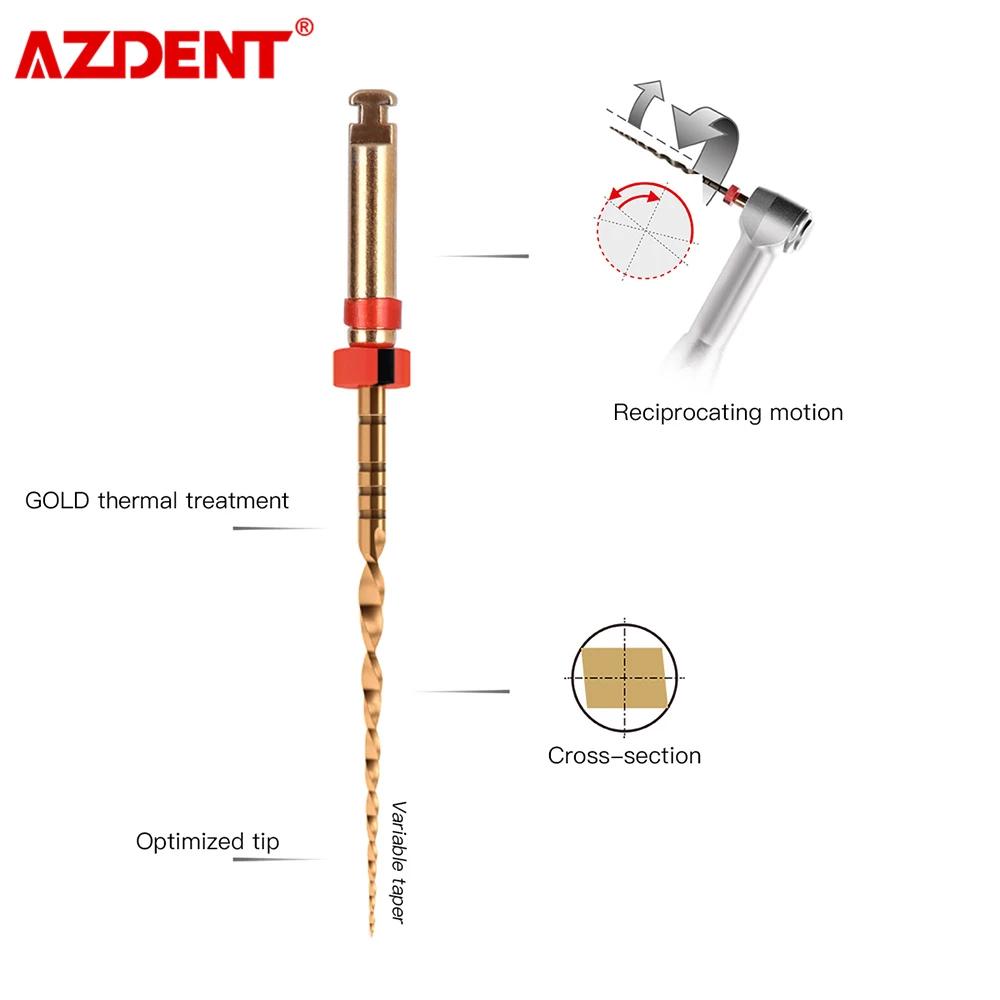 5 Packs AZDENT Dental Reciprocating Endodontic Root Canal Niti File 25mm 020/07 025/07 035/06 045/05 4pcs/Pack