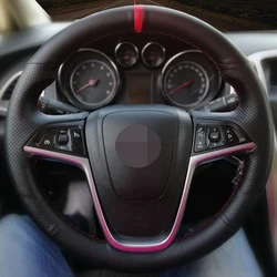 DIY Black Faux Leather Car Steering Wheel Cover For Opel Astra J 2010- 2015 Mokka 2013 2014-2016 Insignia 2009 - 2013 Meriva