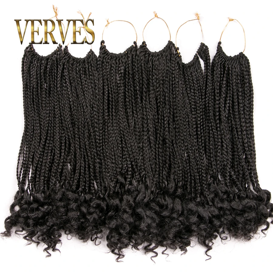 VERVES Box Braids Hair Synthetic 14 inch and 18 inch Crochet Hair Extensions 24 Strands/pack Ombre Braiding Hair Braids twist