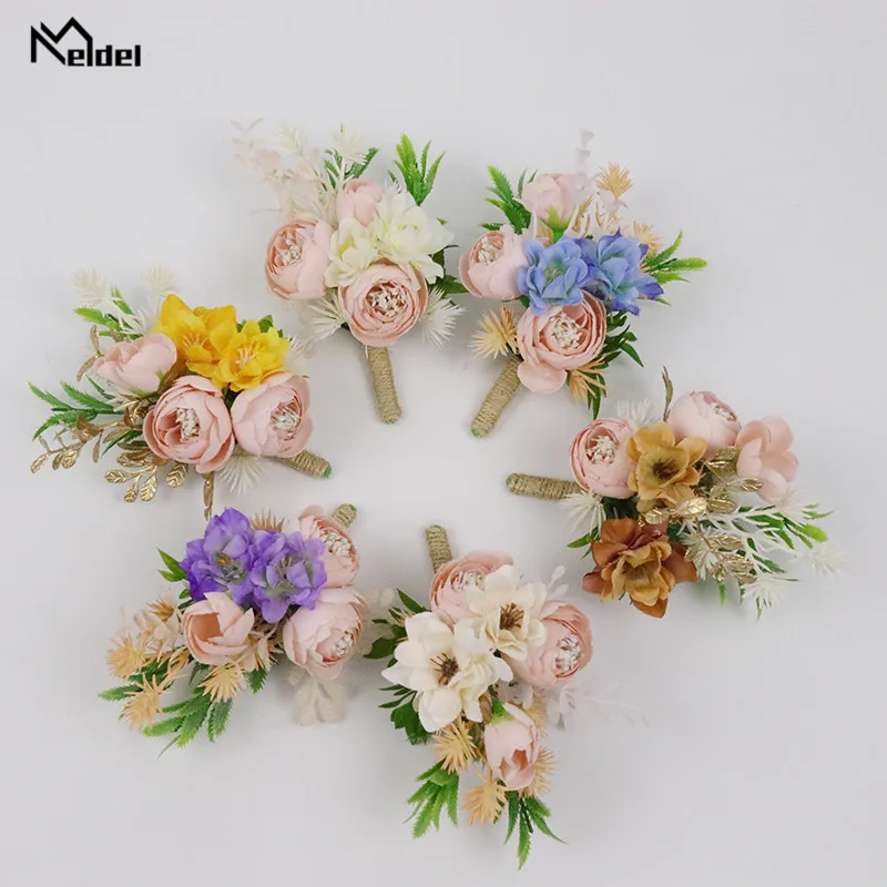 Ramillete de muñeca para novio, pulsera para damas de honor, broche nupcial, flores, ramillete, accesorios de boda