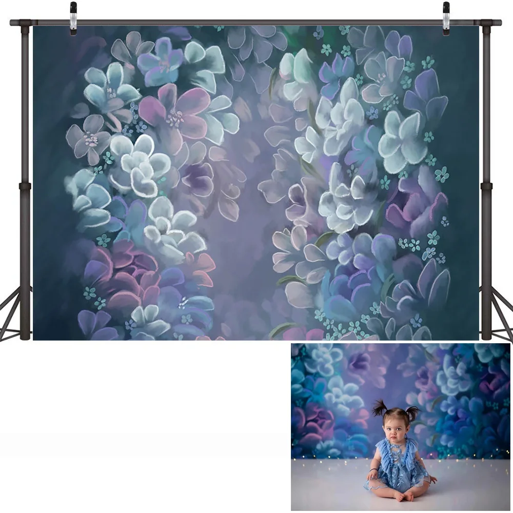 Photography Floarl Hand Painted Texture Backdrop Newborn Kid Children Birthday Portrait Background Photo Studio Baby Shower Prop