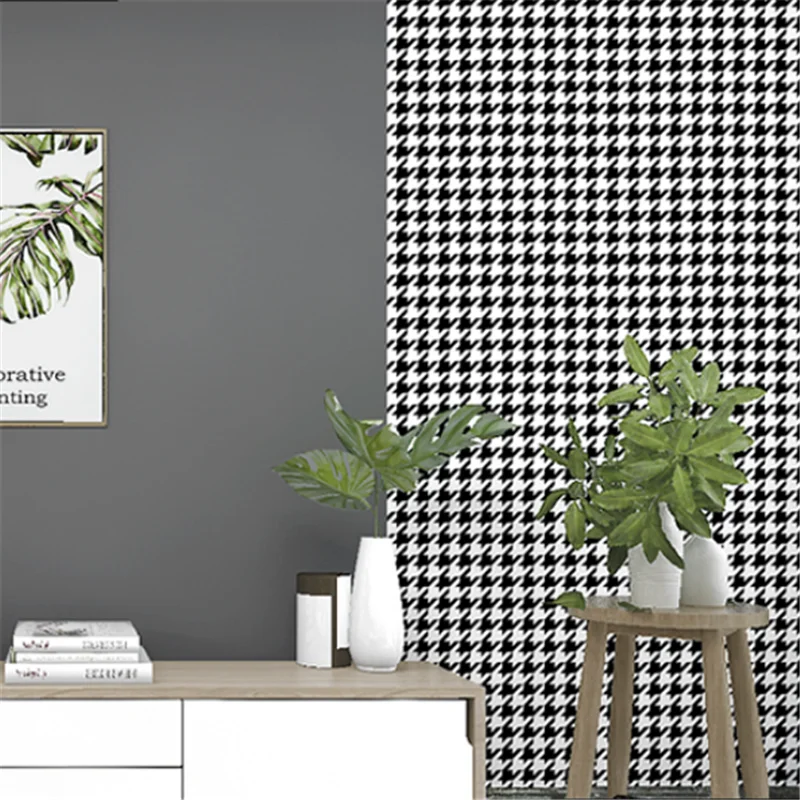 wellyu Non-self-adhesive, no glue, no adhesive brush, home decoration houndstooth Nordic geometric color matching wallpaper