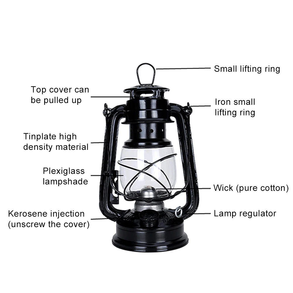 25cm Retro Classic Kerosene Lamp 6 Colors Kerosene Lanterns Portable Lights Portable Lights Adornment For Bar Coffee Shop