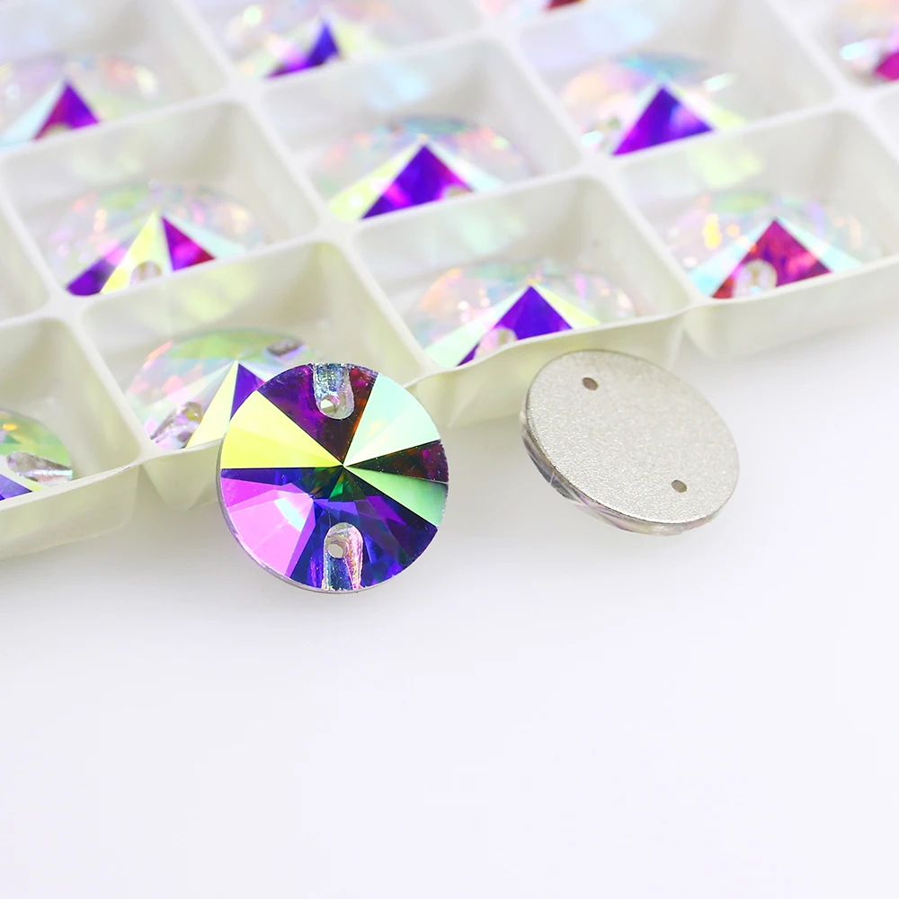 Rivoli Strass Rhinestones dikmek k5 cam Flatback kristaller Glitter dikiş taklidi aplike İğne düğün elbisesi