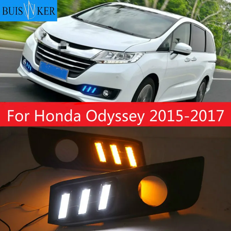 

LED DRL Daytime Running Light For Honda Odyssey 2015-2017 White Daytime light Yellow Turn Signal Light Blue Lamp Car