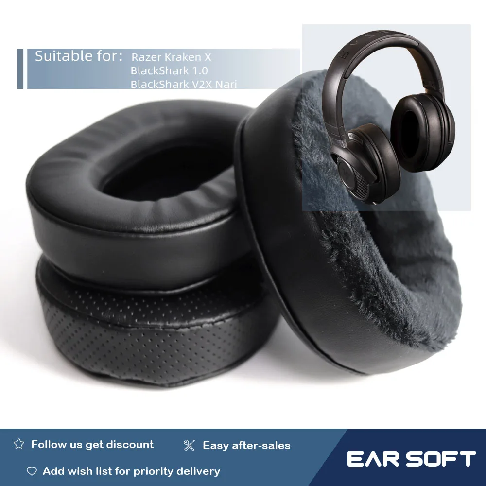 

Earsoft Replacement Ear Pads Cushions for Razer Kraken X BlackShark 1.0 BlackShark V2X Nari Headphones Earphones Earmuff