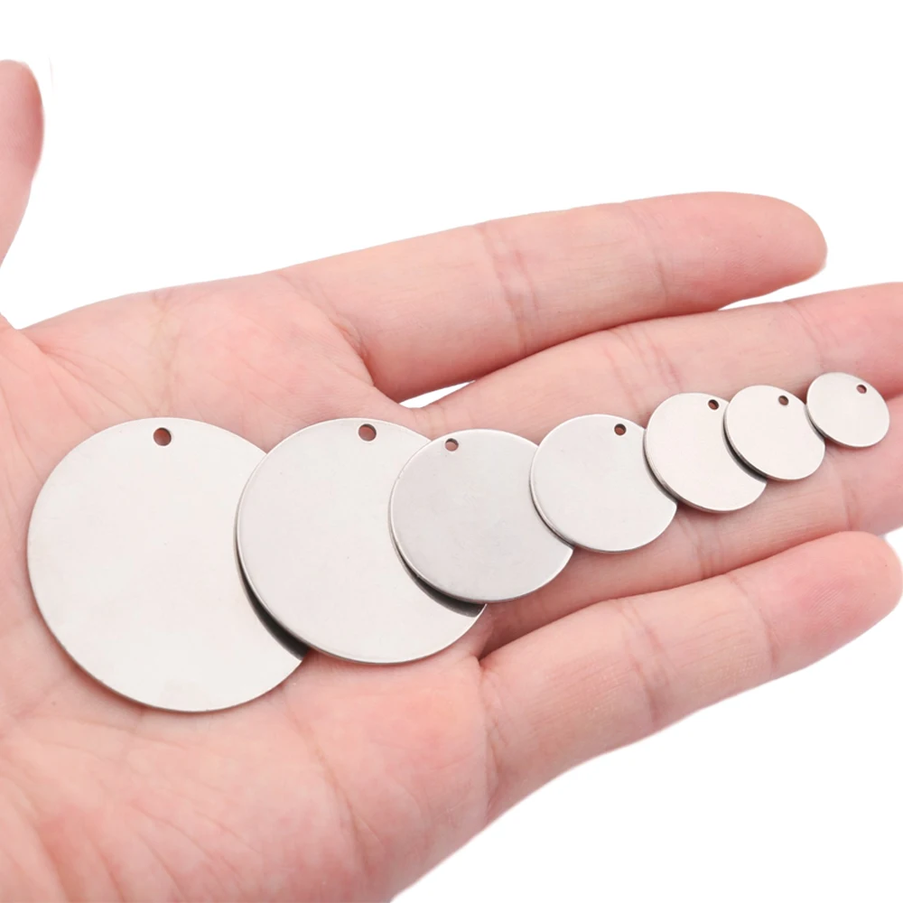 Stainless Steel Charms Metal Round Stamping Blank Disc Charms Dog Tags Jewelry Findings For Pendant Necklace Making Accessories