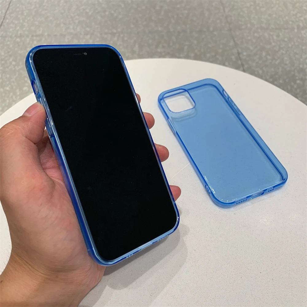 Ultra Thin Sky blue Clear Phone Case For iPhone 13 12 11 Pro Max XS MAX XR X Soft TPU Silicone For iPhone 6s 7 8 Plus Back Cover